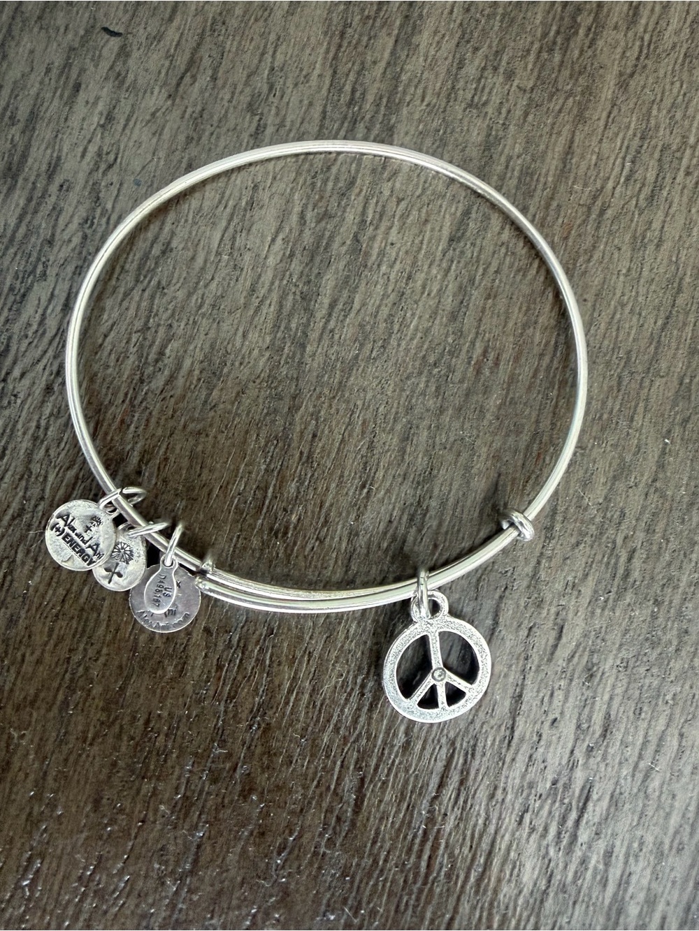 Alex and Ani: Silver Peace Sign Charm Bangle Bracelet